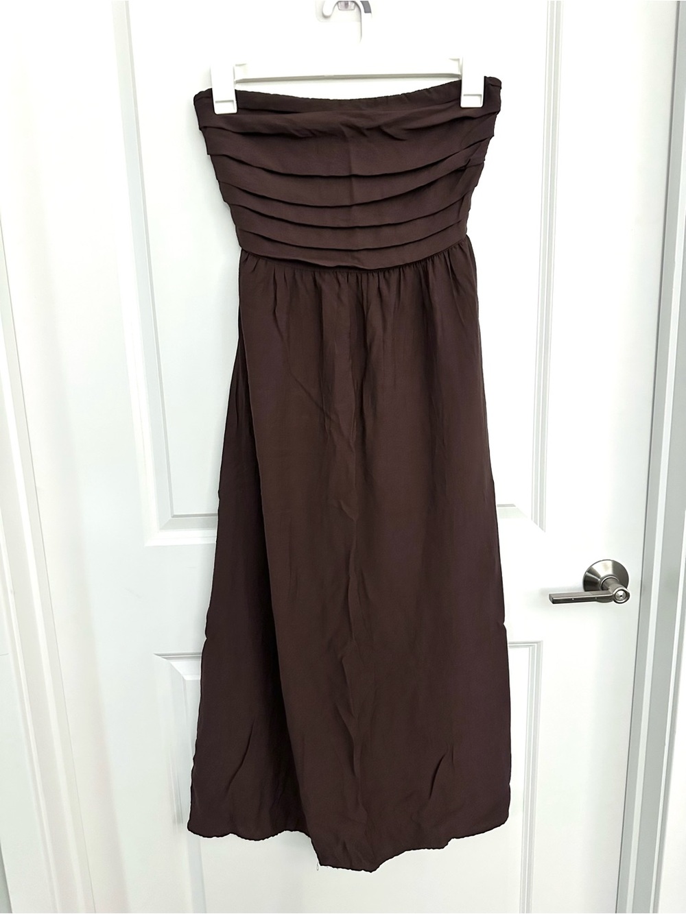 Alter’d Stare Strapless Brown Midi Dress Medium